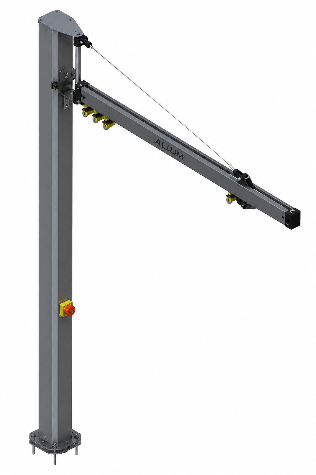 Aluminum jib crane at an individual welding workstation