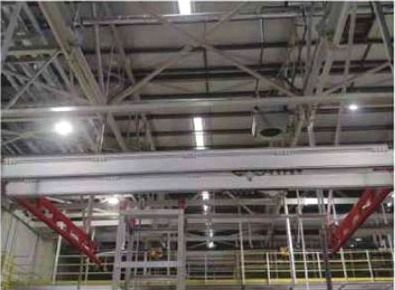 Aluminum overhead crane installed in an automotive manufacturing plant